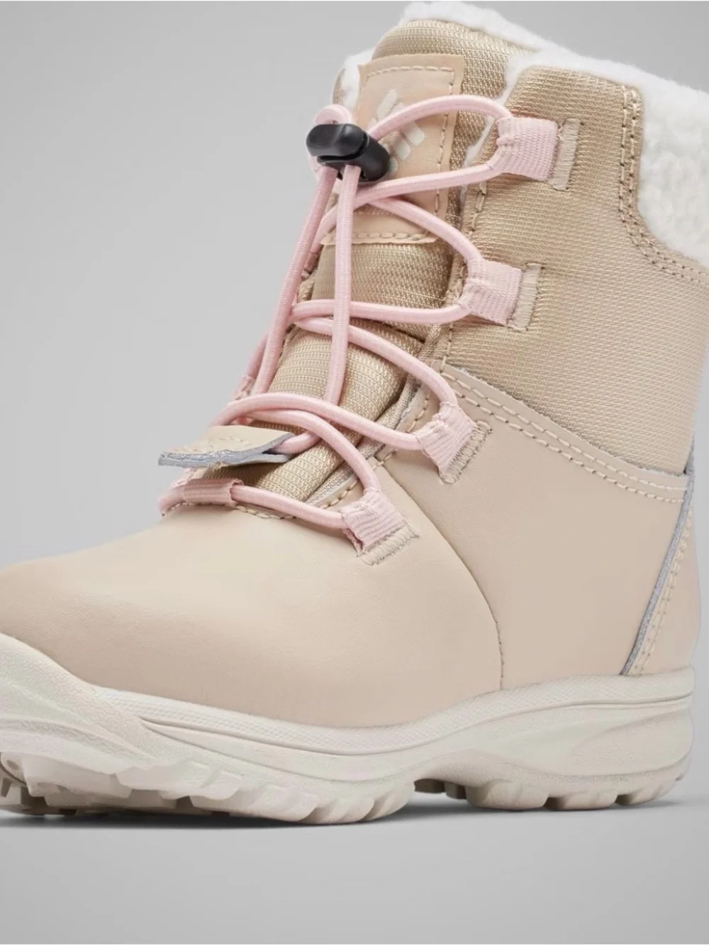 Columbia Cream and Pink Insulated Shearling-Trim Boot